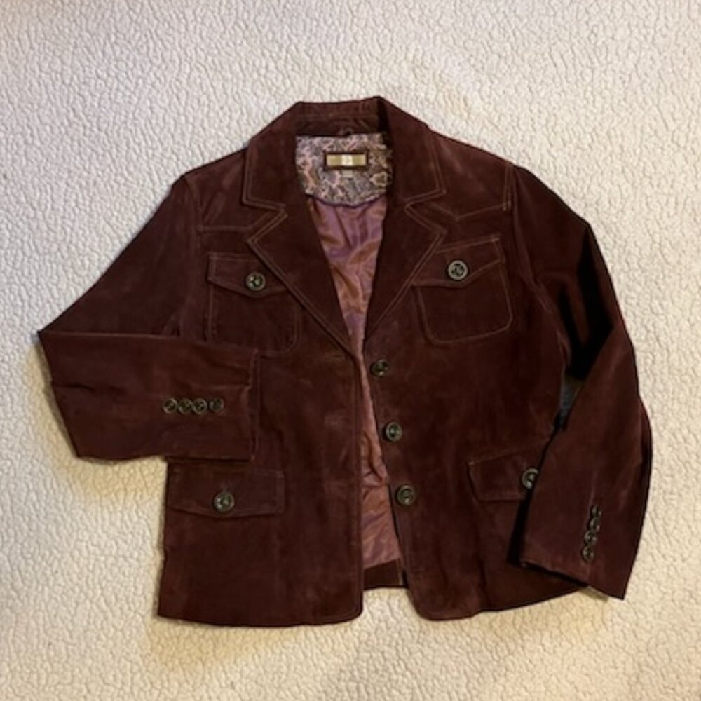 Wilsons Leather Women's Burgundy Suede Blazer